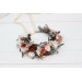 beige terracotta white blush pink flower crown. Hair wreath. Flower girl crown. Wedding flowers. 0027