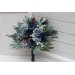 Navy Blue, Dusty Blue, Burgundy & Sage Green Wedding Bouquets | Faux Bridal & Bridesmaid Flowers