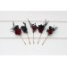 Set of 5 bobby pins in black-burgundy color scheme. Hair accessories. Flower accessories for wedding. 5325