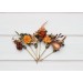 Set of 6 bobby pins in terracotta rust orange color scheme. Hair accessories. Flower accessories for wedding. 5331