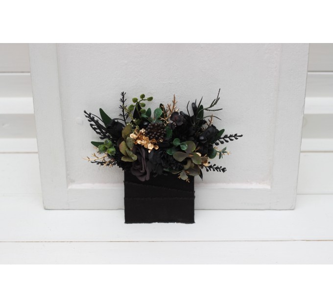 Black, Gold & Green Pocket Boutonniere | Elegant Flower Accessories