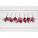 Set of 7 bobby pins in magenta pink color scheme. Flower hair pins. Hair accessories. Flower accessories for wedding. Bridesmaid gift. 5335