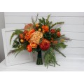 Orange & Green Wedding Bouquets | Faux Bridal & Bridesmaid Flowers