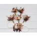 Wedding boutonnieres and wrist corsage in terracotta ivory rust orange color theme. Flower accessories. 0029 EU UK