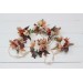 Wedding boutonnieres and wrist corsage in terracotta ivory rust orange color theme. Flower accessories. 0029 EU UK
