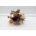 Rust navy blue ivory burgundy centerpiece. Table decor. Wedding flowers in box. 0007