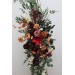 Flower Arch Arrangement in Burgundy & Burnt Orange | Faux Floral Archway for Wedding