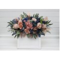Flower Arch Arrangement in Navy Blue & Dusty Rose | Faux Floral Archway for Wedding