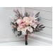 Wedding Bouquets in Dusty Pink & Blush Pink | Cascading Faux Bridal & Bridesmaid Bouquets