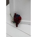 Wedding boutonniere in burgundy navy blue color scheme. Flower accessories. 0020 EU UK