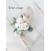 Wedding boutonnieres and wrist corsage in beige white blush pink color theme. Flower accessories. 0028 EU UK