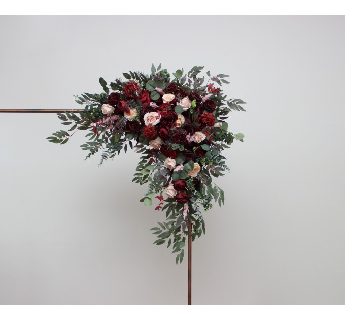 Flower Arch Arrangement in Burgundy & Blush Pink | Faux Floral Archway for Wedding