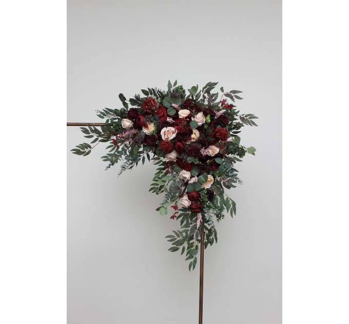 Flower Arch Arrangement in Burgundy & Blush Pink | Faux Floral Archway for Wedding