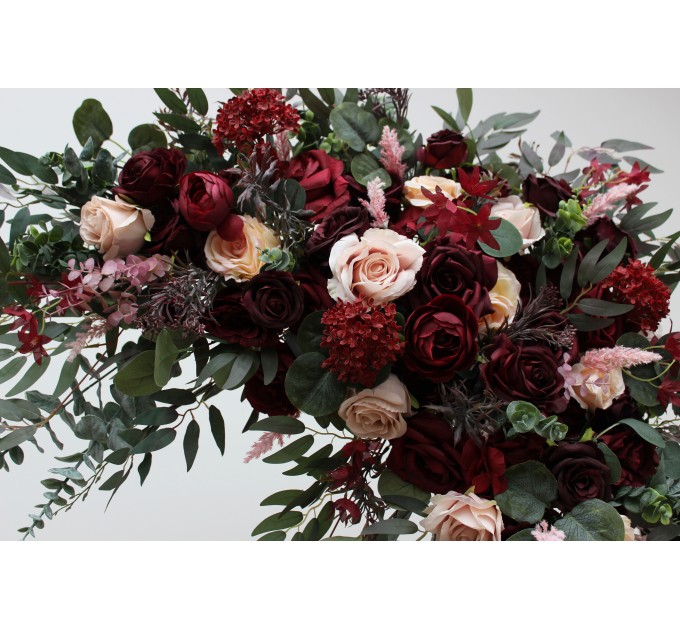 Flower Arch Arrangement in Burgundy & Blush Pink | Faux Floral Archway for Wedding