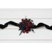 Wedding boutonnieres and wrist corsage in black and burgundy color scheme. Flower accessories. Pocket boutonniere. 5325