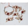 Set of 6 hair pins in burgundy blush pink color scheme. Flower hair pins. Hair accessories. Flower accessories for wedding. Bridesmaid gift. 5342