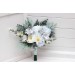 Wedding Bouquets in White & Sky Blue | Wildflower Cascading Faux Bridal & Bridesmaid Bouquets