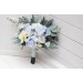 Wedding Bouquets in White & Sky Blue | Wildflower Cascading Faux Bridal & Bridesmaid Bouquets