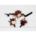 Wedding boutonnieres and wrist corsage in burgundy brown cream color theme. Flower accessories. 0041 EU UK