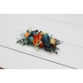 Flower comb in teal rust ivory color scheme. Wedding accessories for hair. Bridal flower comb. Bridesmaid floral comb. 0034 EU UK