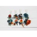 Set of 8 hair pins in teal rust blue orange color scheme. Hair accessories. Flower accessories for wedding. 0034 EU UK