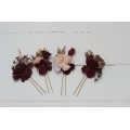 Set of 4 hair pins in purple burgundy beige black color scheme. Hair accessories. Flower accessories for wedding. 0072 EU UK