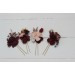 Set of 4 hair pins in purple burgundy beige black color scheme. Hair accessories. Flower accessories for wedding. 0072 EU UK