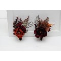 Wedding boutonnieres in rust burgundy cinnamon color theme. Flower accessories.0022 EU UK
