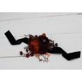 Wrist corsage in rust burgundy cinnamon color theme. Flower accessories.0022 EU UK