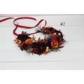 Rust orange burgundy blue flower crown. Hair wreath. Flower girl crown. Wedding flowers. 0043 EU UK