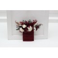 Pocket boutonniere in burgundy ivory color scheme. Flower accessories. Pocket flowers. Square flowers. 0040 EU UK