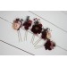 Set of 5 hair pins in burgundy blush pink color scheme. Flower hair pins. Hair accessories. Flower accessories for wedding. Bridesmaid gift. 0015 EU UK