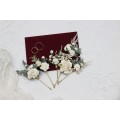 Set of 6 hair pins in white color scheme. Hair accessories. Flower accessories for wedding. 0016 EU UK