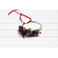 Cr-2 Burgundy navy blue gold flower crown. Hair wreath. Flower girl crown. Wedding flowers. 0031 EU UK