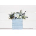 Pocket boutonniere in dusty blue white color scheme. Flower accessories. 0065 EU UK