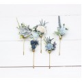 Set of 5 bobby pins in dusty blue white color scheme. Hair accessories. Flower accessories for wedding. 0055 EU UK