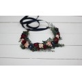 Cr-1 Burgundy navy blue blush pink flower crown. Hair wreath. Flower girl crown. Wedding flowers. OLGA EU UK