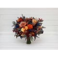 Wedding Bouquets in Rust, Orange, Burgundy & Navy Blue | Cascading Bridal & Bridesmaid Faux Bouquets