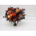 Wedding Bouquets in Rust, Orange, Burgundy & Navy Blue | Cascading Bridal & Bridesmaid Faux Bouquets