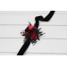 Wedding Boutonnieres & Wrist Corsage in Black & Red | Faux Flower Accessories for Halloween Wedding