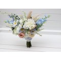 Blue, White & Beige Wedding Bouquet | Faux Wildflower Bridal & Bridesmaid Bouquet