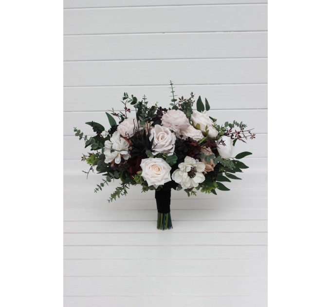 Blush Pink, Burgundy, Black, White, and Brown Wedding Bouquets – Moody Bridal & Bridesmaid Designs