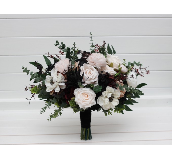 Blush Pink, Burgundy, Black, White, and Brown Wedding Bouquets – Moody Bridal & Bridesmaid Designs