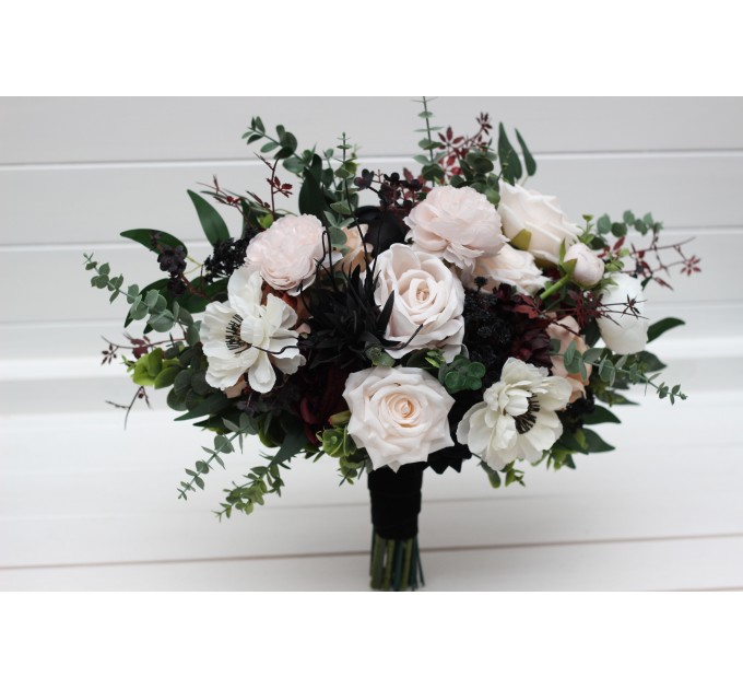 Blush Pink, Burgundy, Black, White, and Brown Wedding Bouquets – Moody Bridal & Bridesmaid Designs
