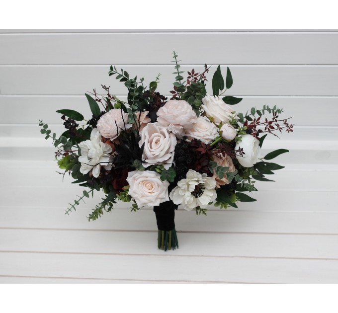 Blush Pink, Burgundy, Black, White, and Brown Wedding Bouquets – Moody Bridal & Bridesmaid Designs