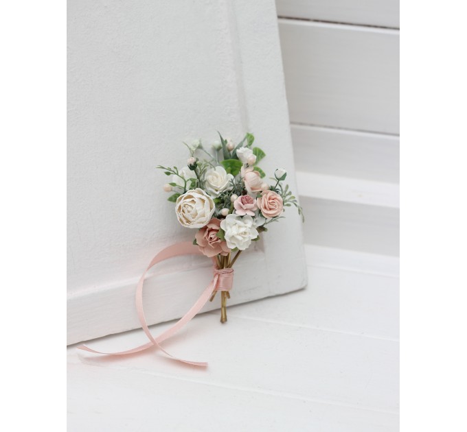 Set of 6 hair pins in white blush pink color scheme. Flower hair pins. Hair accessories. Flower accessories for wedding. Bridesmaid gift. 5347