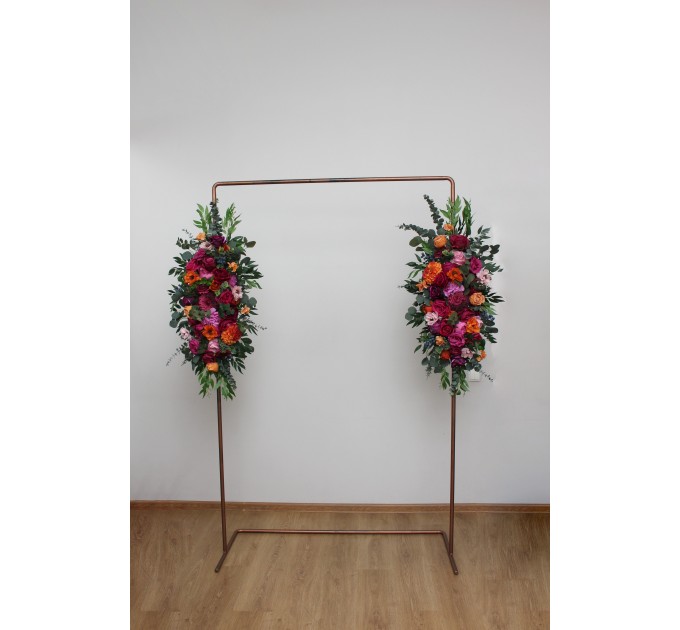 Flower Arch Arrangement in Orange, Pink & Magenta | Faux Floral Archway for Wedding