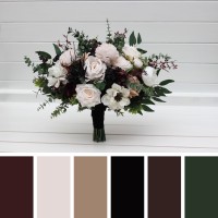 Bouquets in Blush pink burgundy black white brown color scheme. Bridal bouquet. Faux bouquet. Bridesmaid bouquet. Moody wedding. 5346