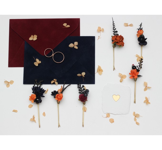 Bobby Pins in Black, Rust, Navy Blue, and Burgundy/Hair flowers