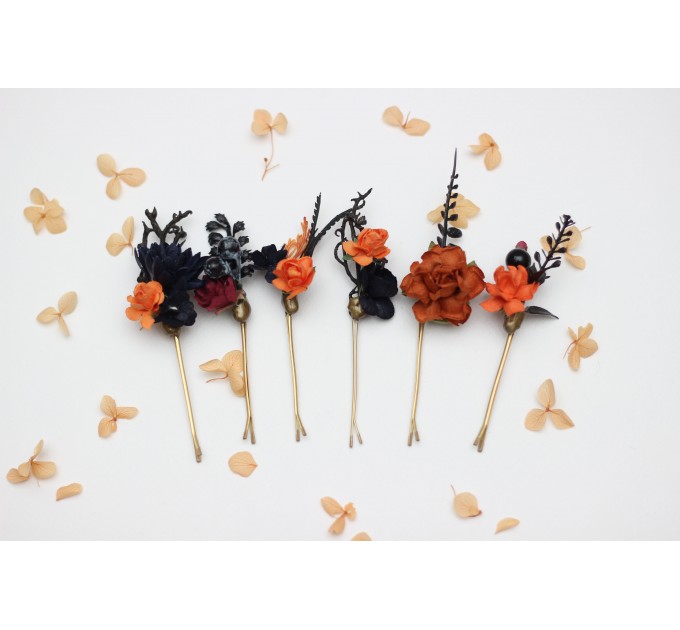 Bobby Pins in Black, Rust, Navy Blue, and Burgundy/Hair flowers